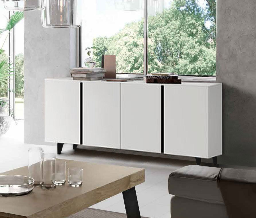 Madia 4 ante con maniglia a gola in finitura Bianco Opaco