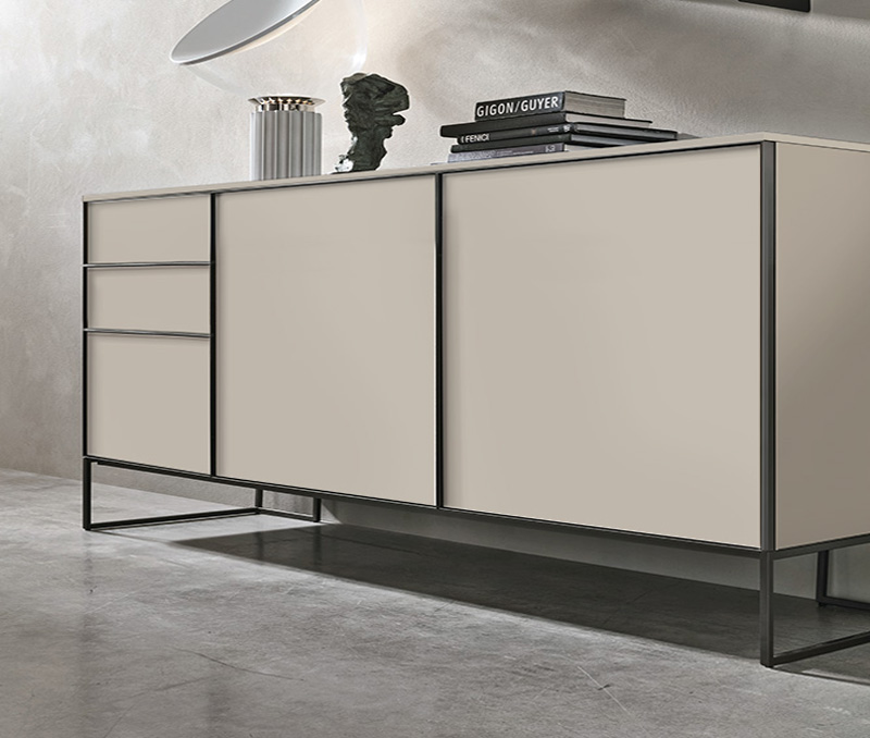 Madia moderna 2 ante 3 cassetti, Madreperla opaco