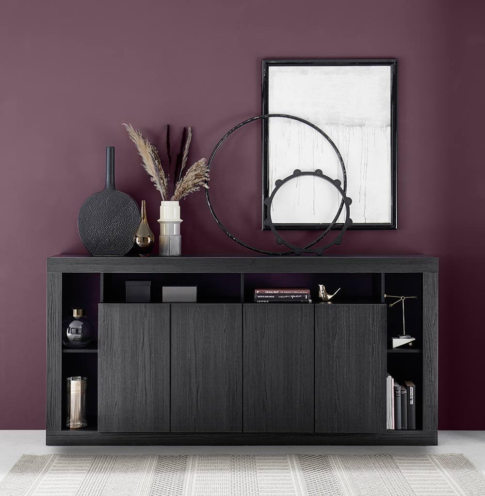 Credenza Nero frassinato a 4 ante