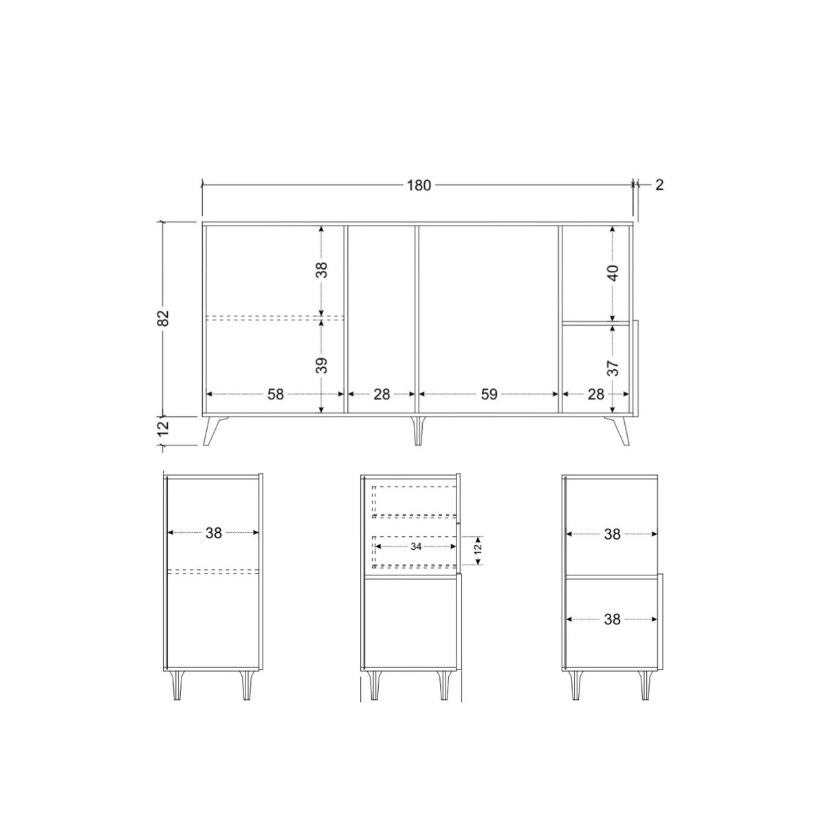 credenza con piedini bianca piccola