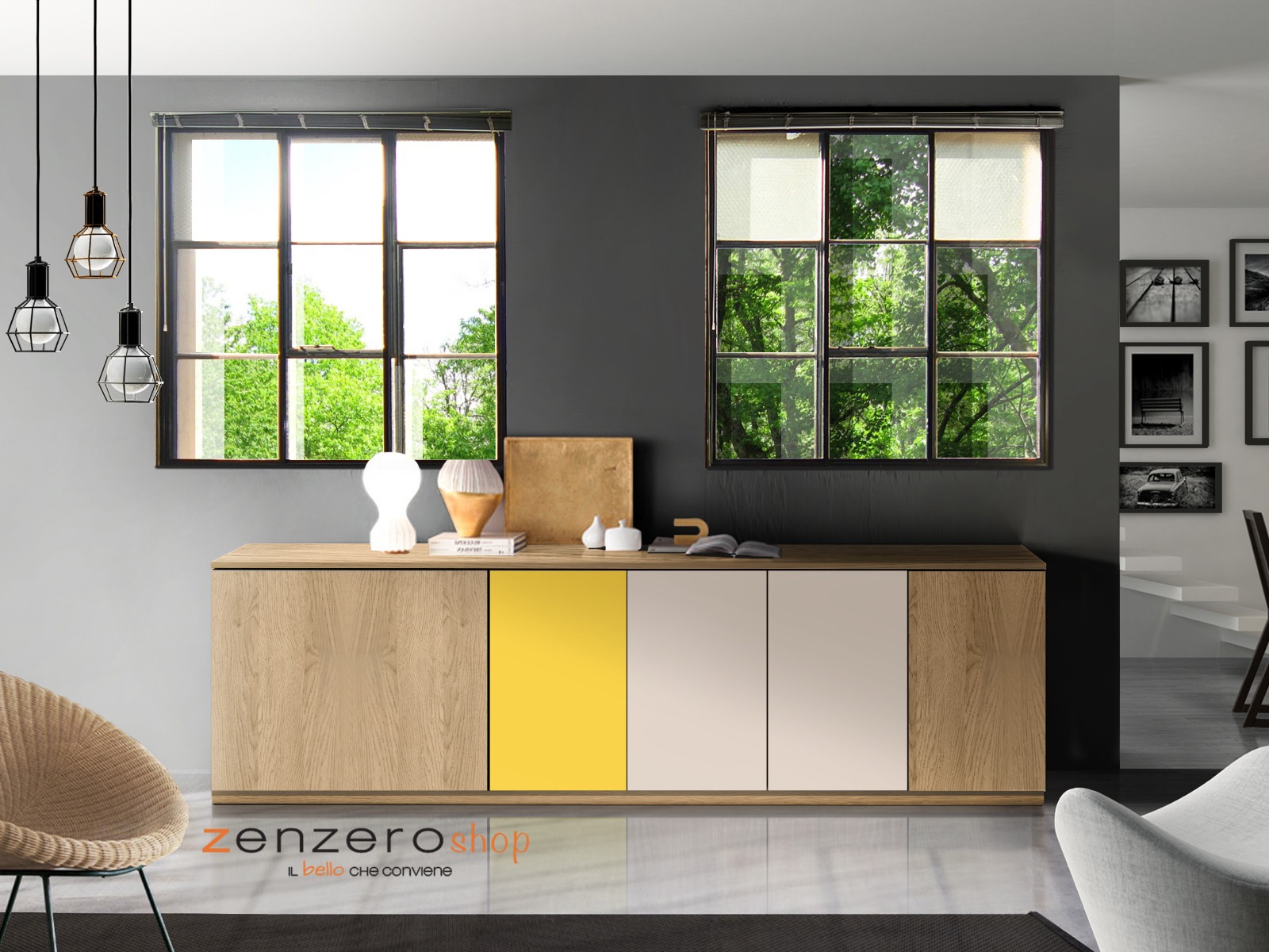 Mobili da sala moderni, Credenza di design a 5 ante in offerta