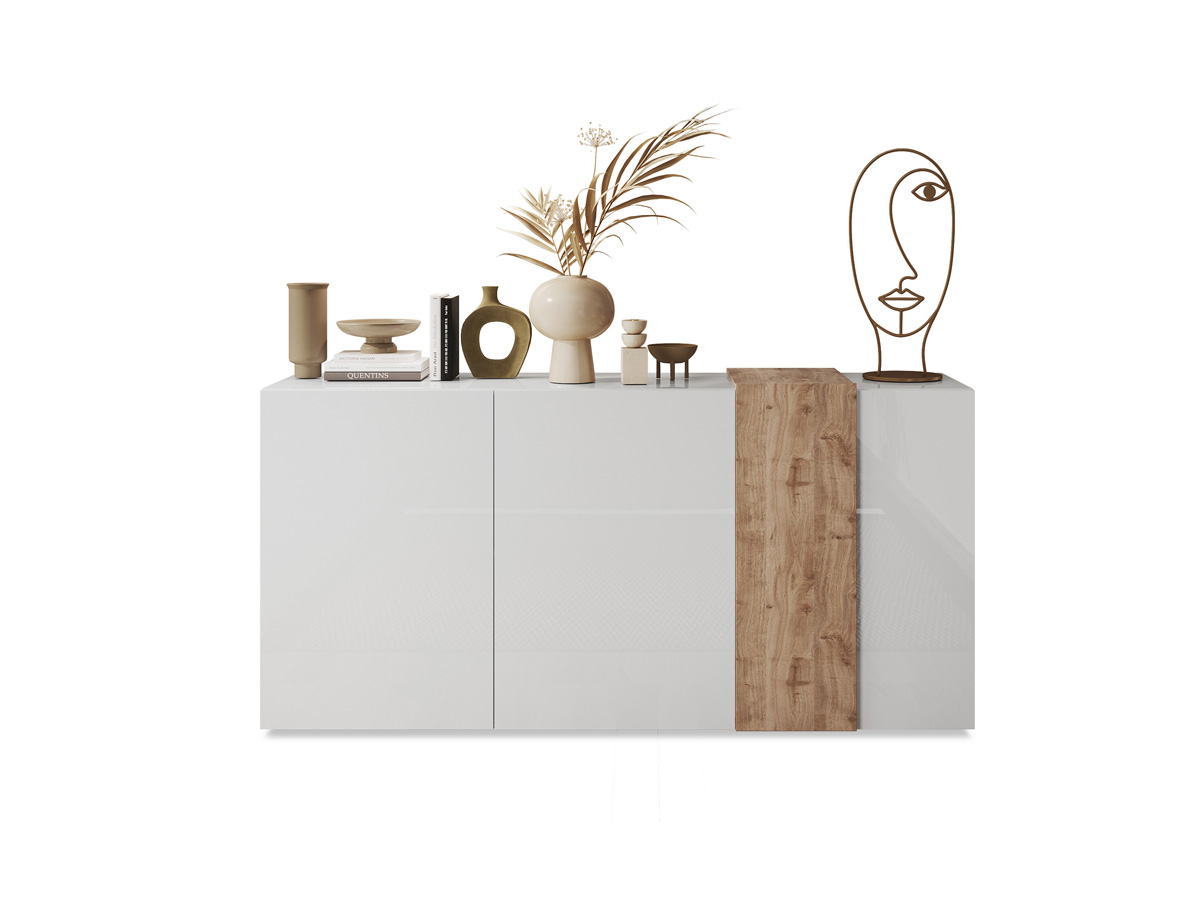 Credenza moderna Kadiz e Bianco Lucido, Made in Italy