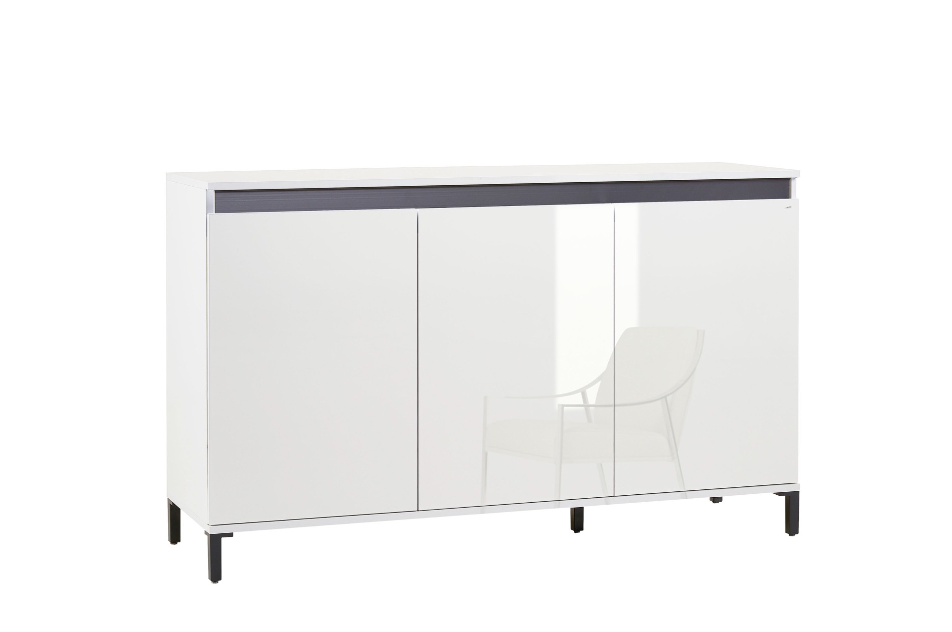 Madia a 3 ante  Bianco lucido con dettaglio Ardesia