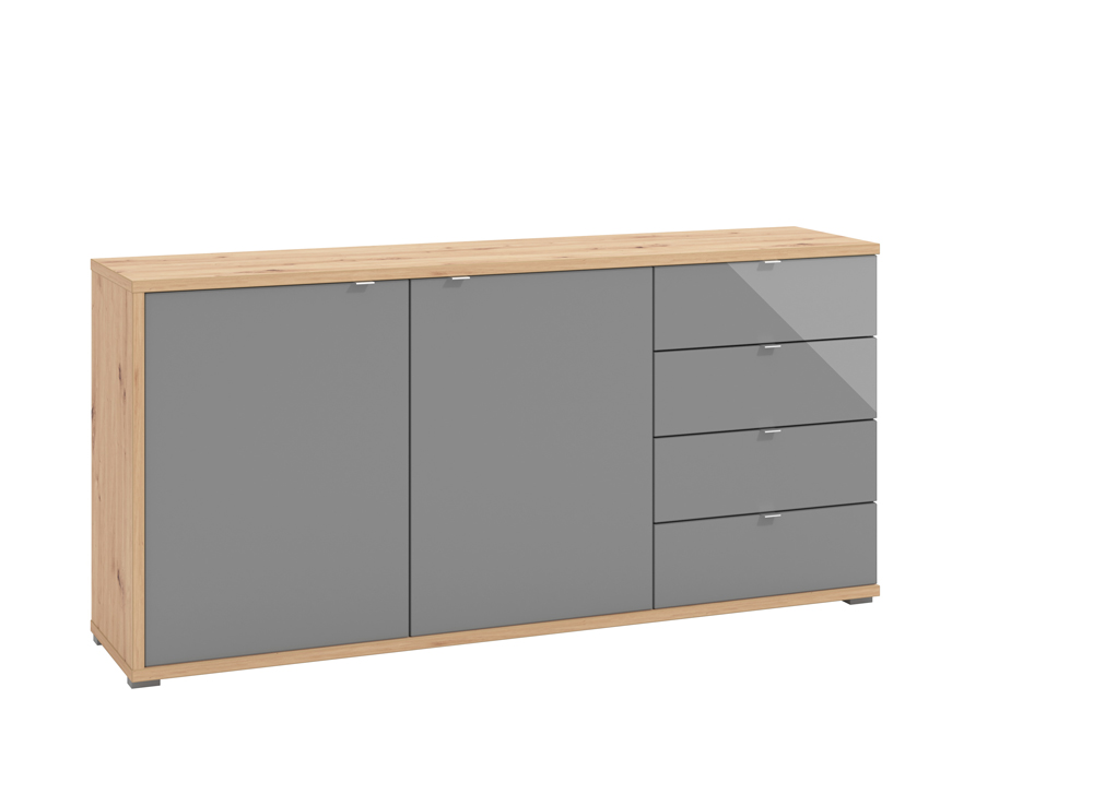 Madia per zona giorno moderna, finitura Grigio grafite e Rovere