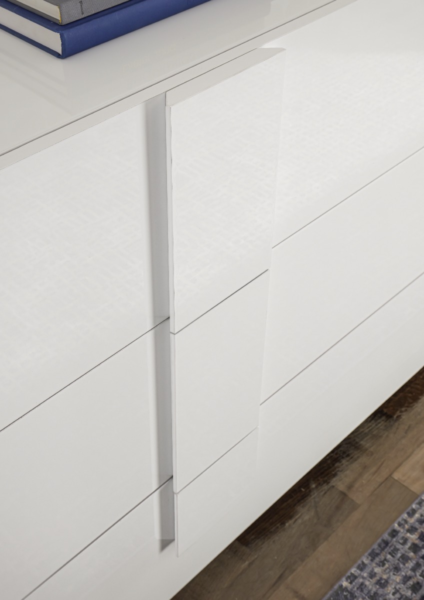 Credenza online 3 cassetti e un'anta, finitura Bianco laccato lucido