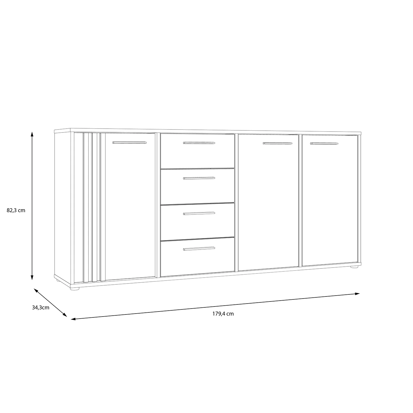 credenza industrial nera