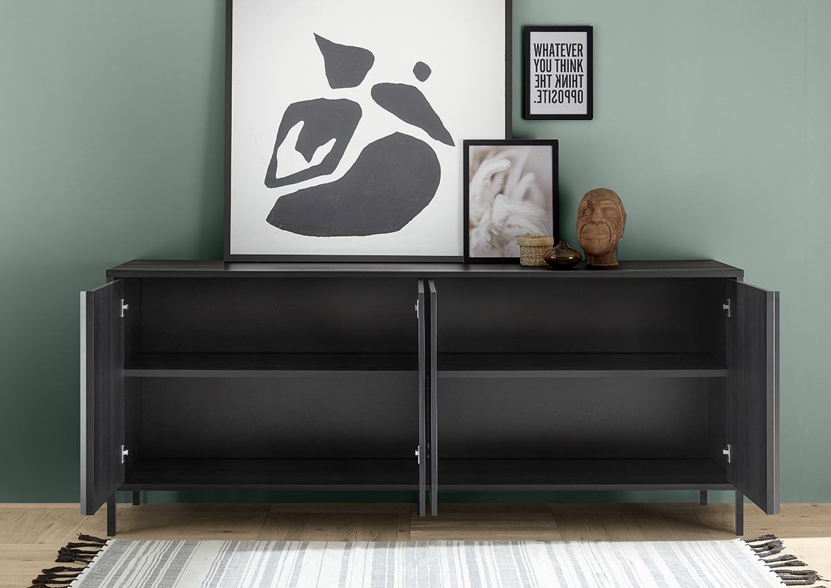 Madia 4 ante, stile moderno, finitura frassinato nero