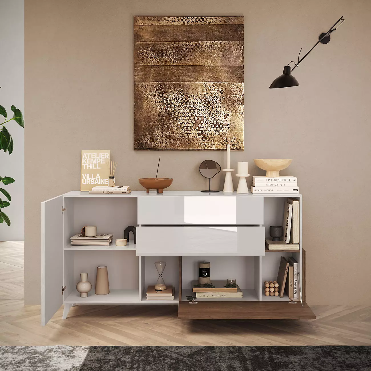 credenza con piedini bianca piccola