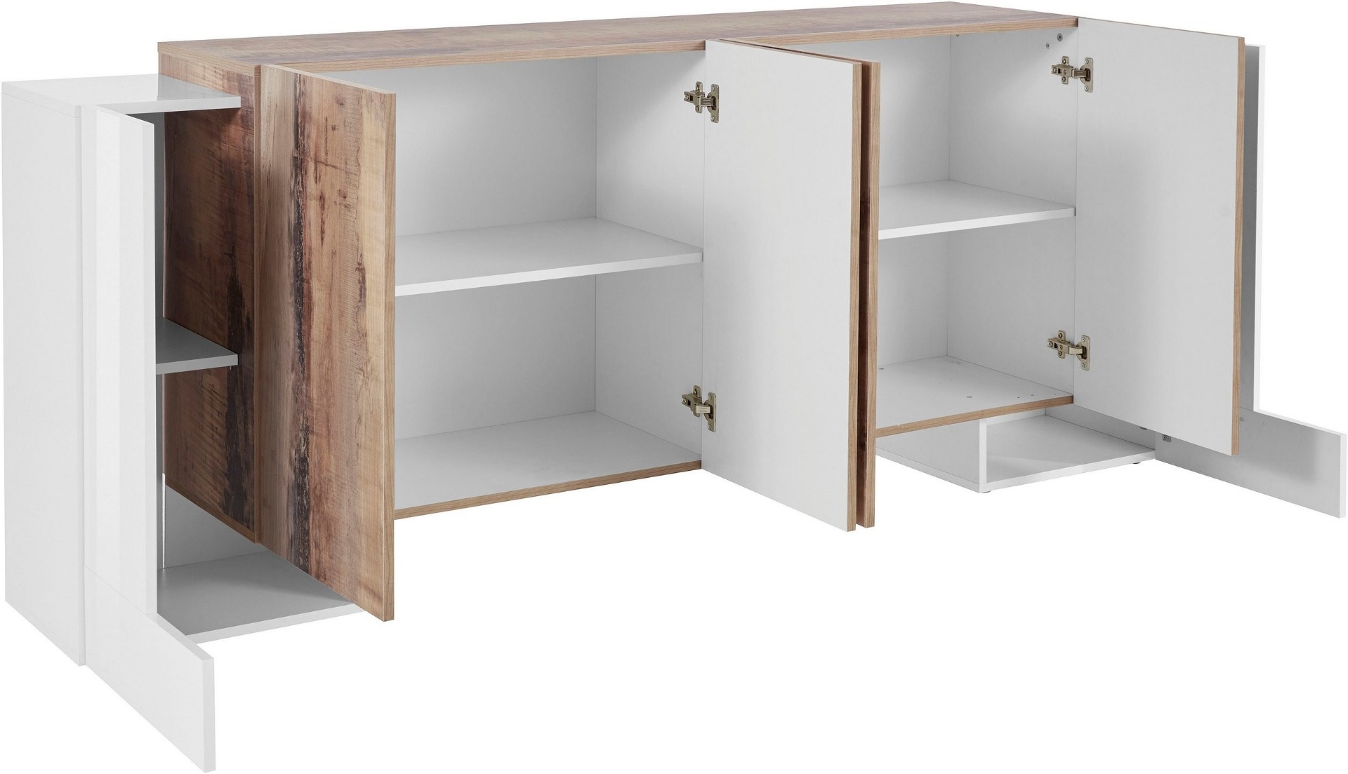 Madia moderna 6 ante, Bianco lucido e Pero