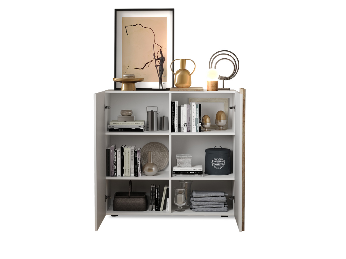 Madia per cucina, 2 ante Bianco Lucido e Kadiz