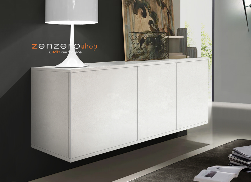 Madia sospesa per soggiorno, finitura Cemento Artico