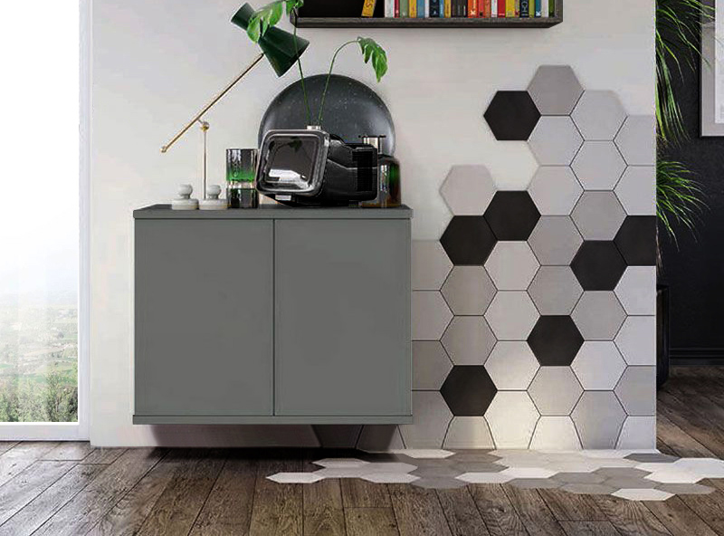 Credenza sospesa 2 ante, finitura Grigio Titanio