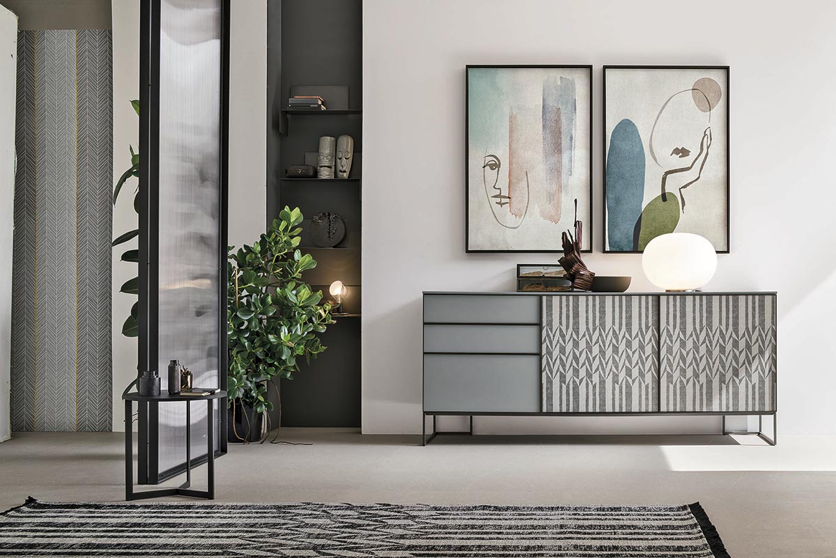 Madia moderna con grafica, finitura laccato Carta da zucchero