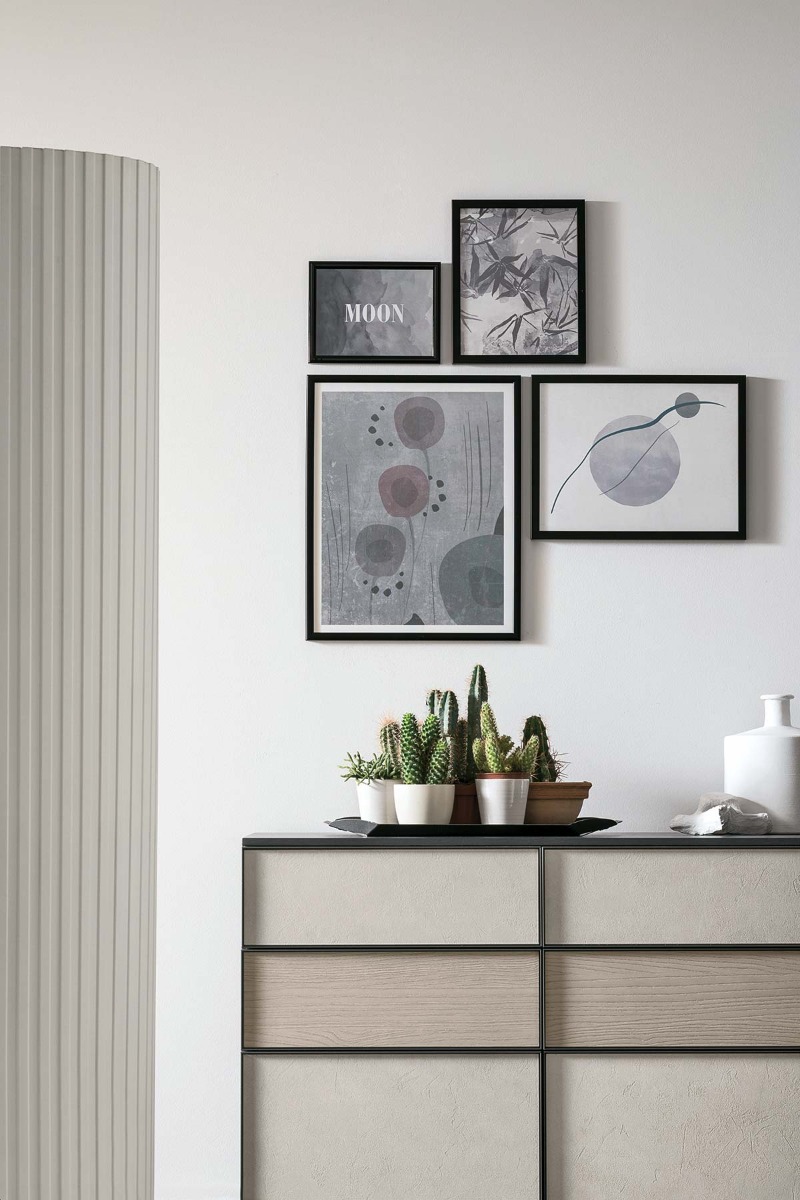 Madia moderna Cemento chiaro e Frassino oriente