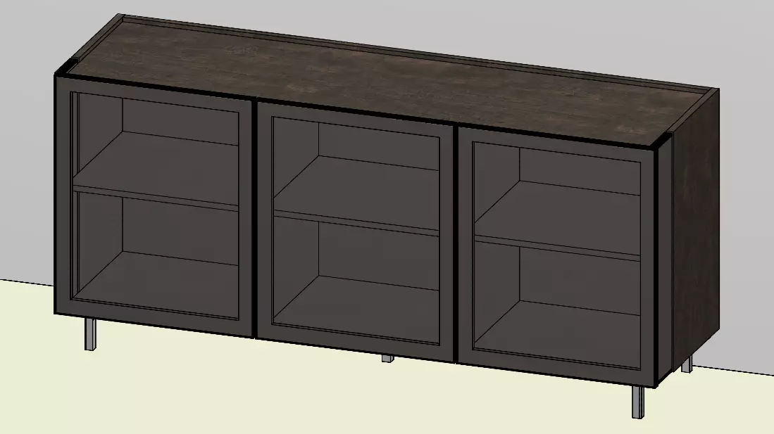 Madia moderna 3 ante con vetro fumè