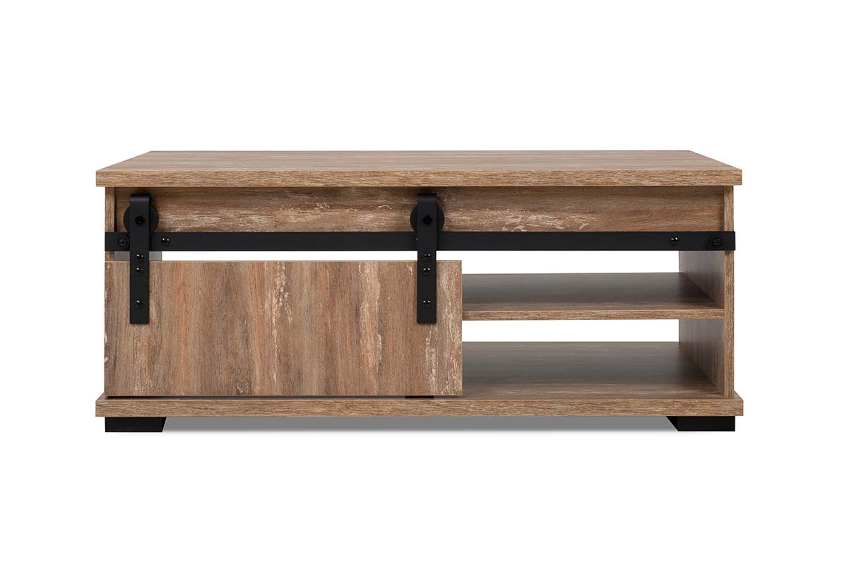 Tavolino Tromso con un'anta in finitura Rovere anticato