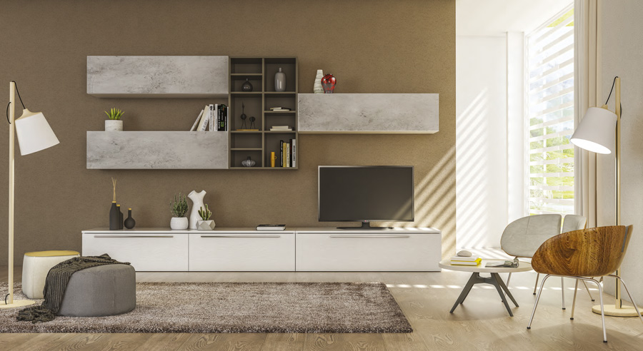 Parete attrezzata moderna  disponibile in diverse finiture, Made in Italy
