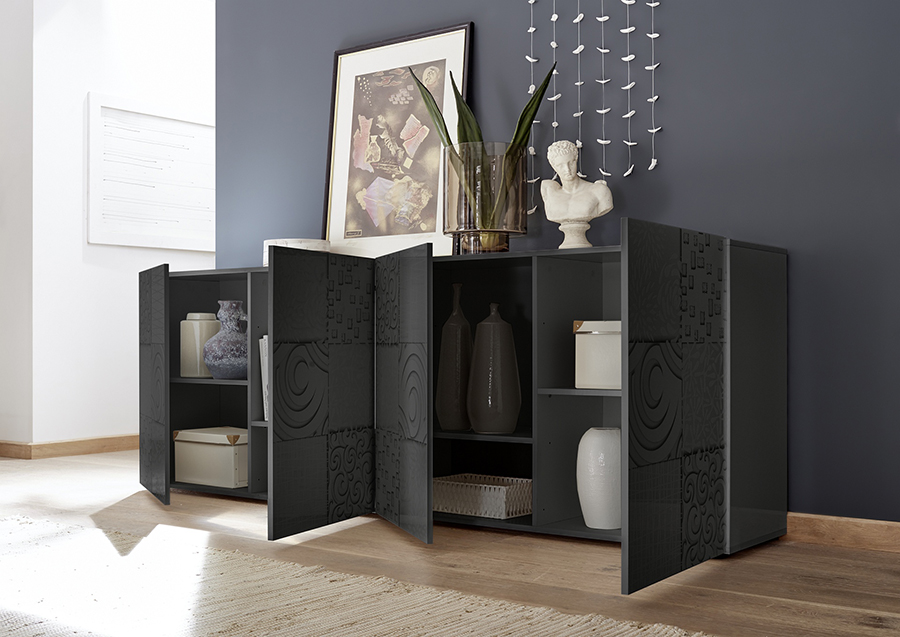 Madia 4 ante, grigio serigrafato