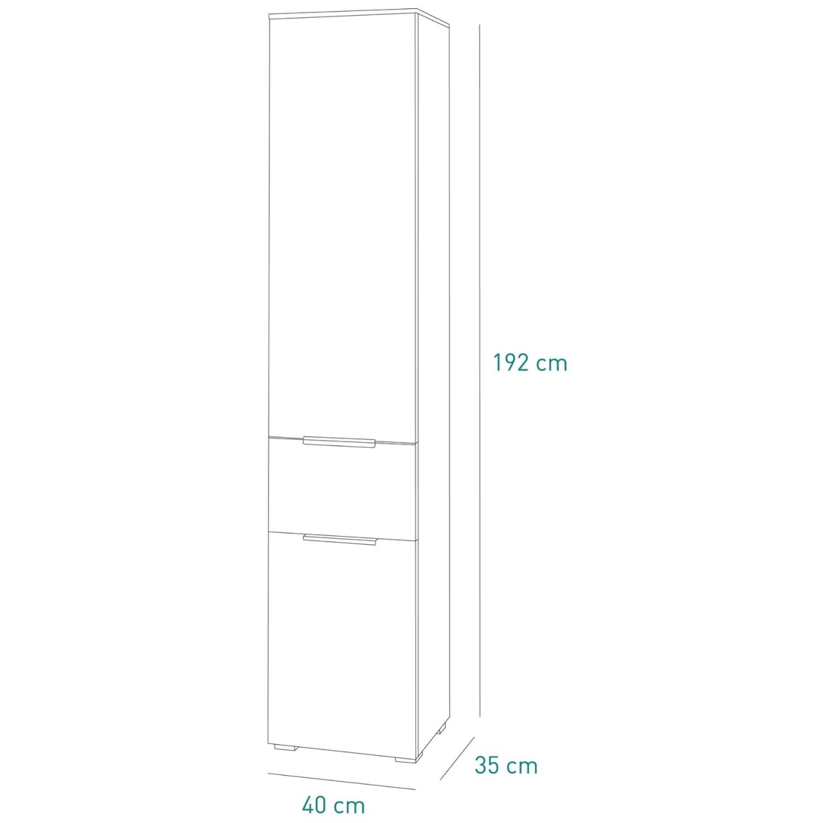 Colonna multiuso 2 ante + 1 cassetto, Bianco Laccato e top Grigio Cemento