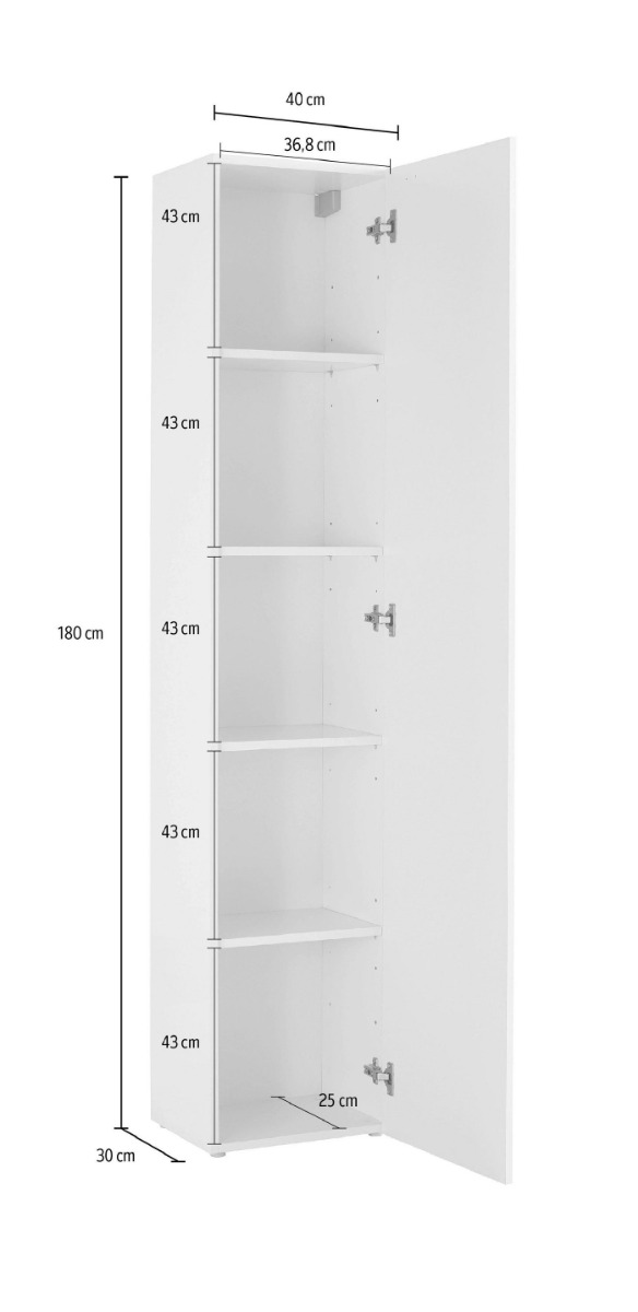 Colonna sospesa con anta battente, finitura Antracite, Made in Italy 