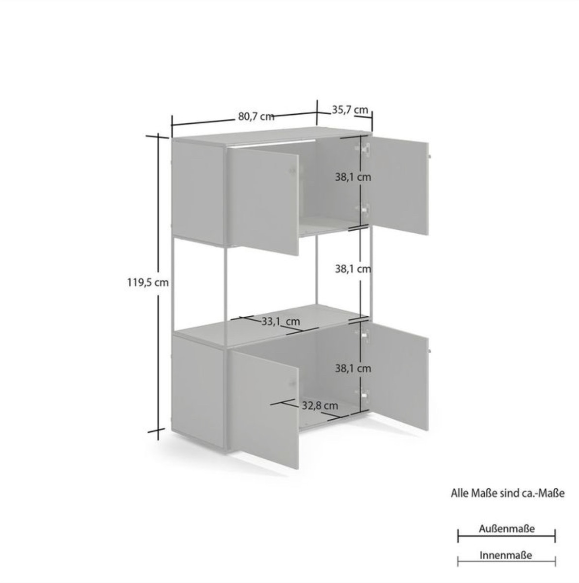 Libreria bassa da ufficio colore Grigio laccato