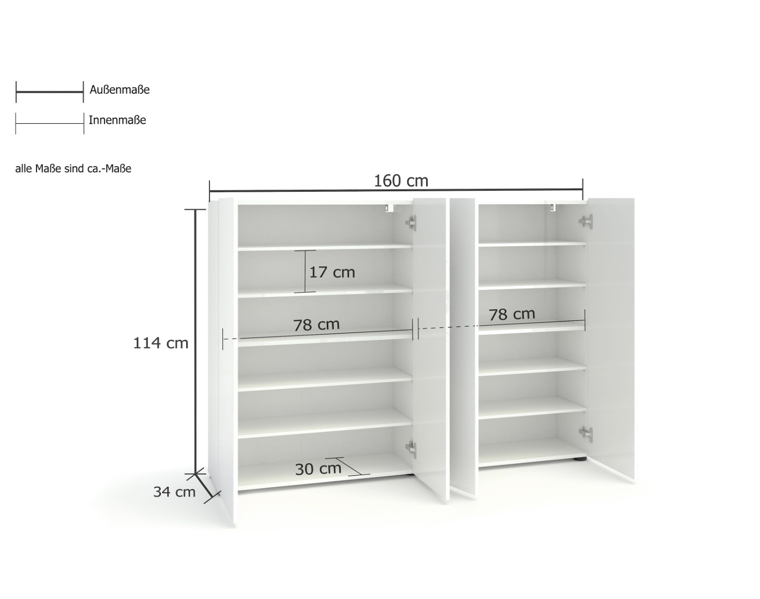 Madia multiuso 4 ante finitura Bianca in offerta