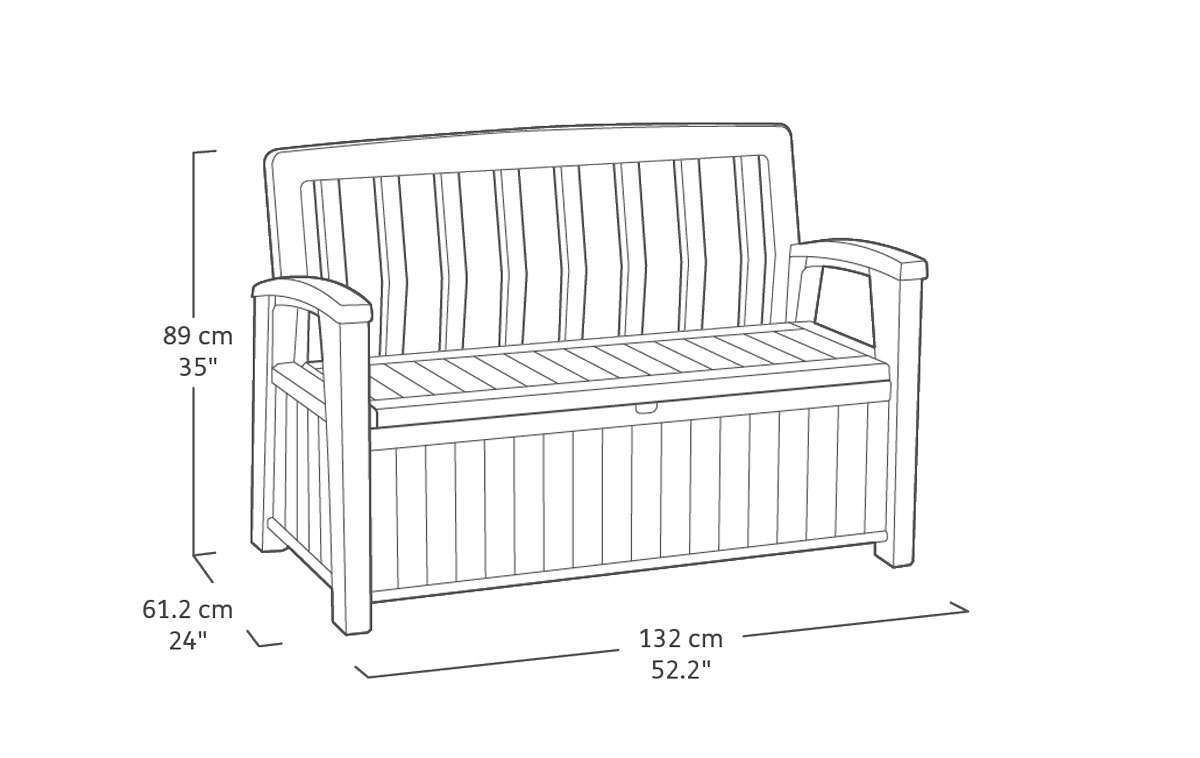 Panchina Abete da esterni con contenitore, Grafite