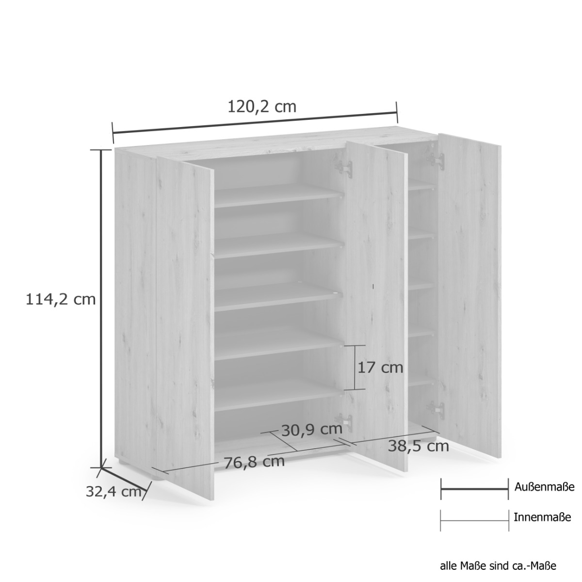 Scarpiera moderna salvaspazio a 3 ante con 10 ripiani