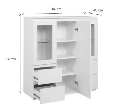  Vetrina bassa 3 ante e 4 cassetti