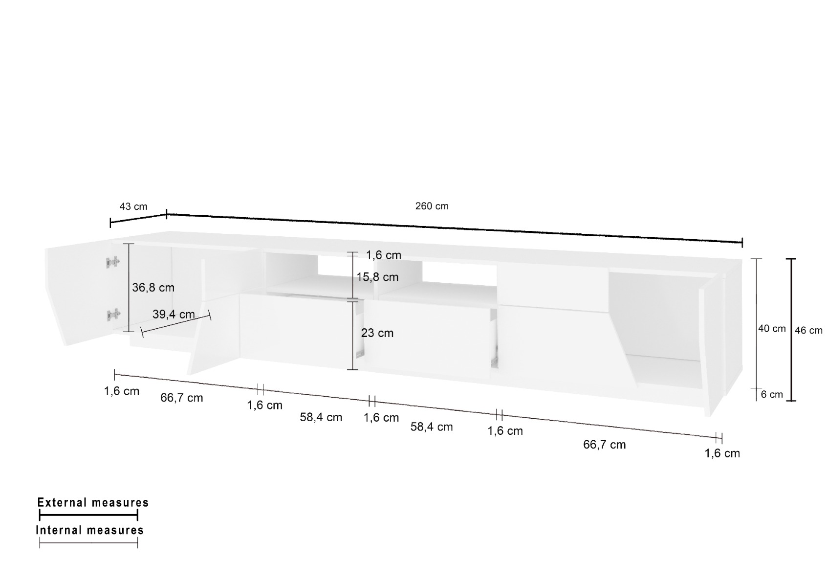 Porta TV geometrico e moderno Ardesia e Pero