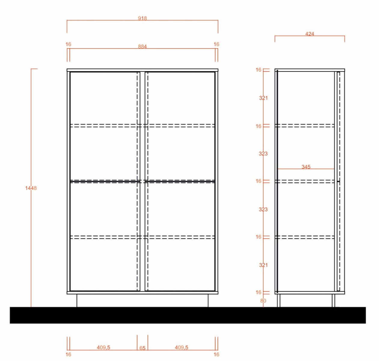 Madia alta moderna, 4 ante nuova