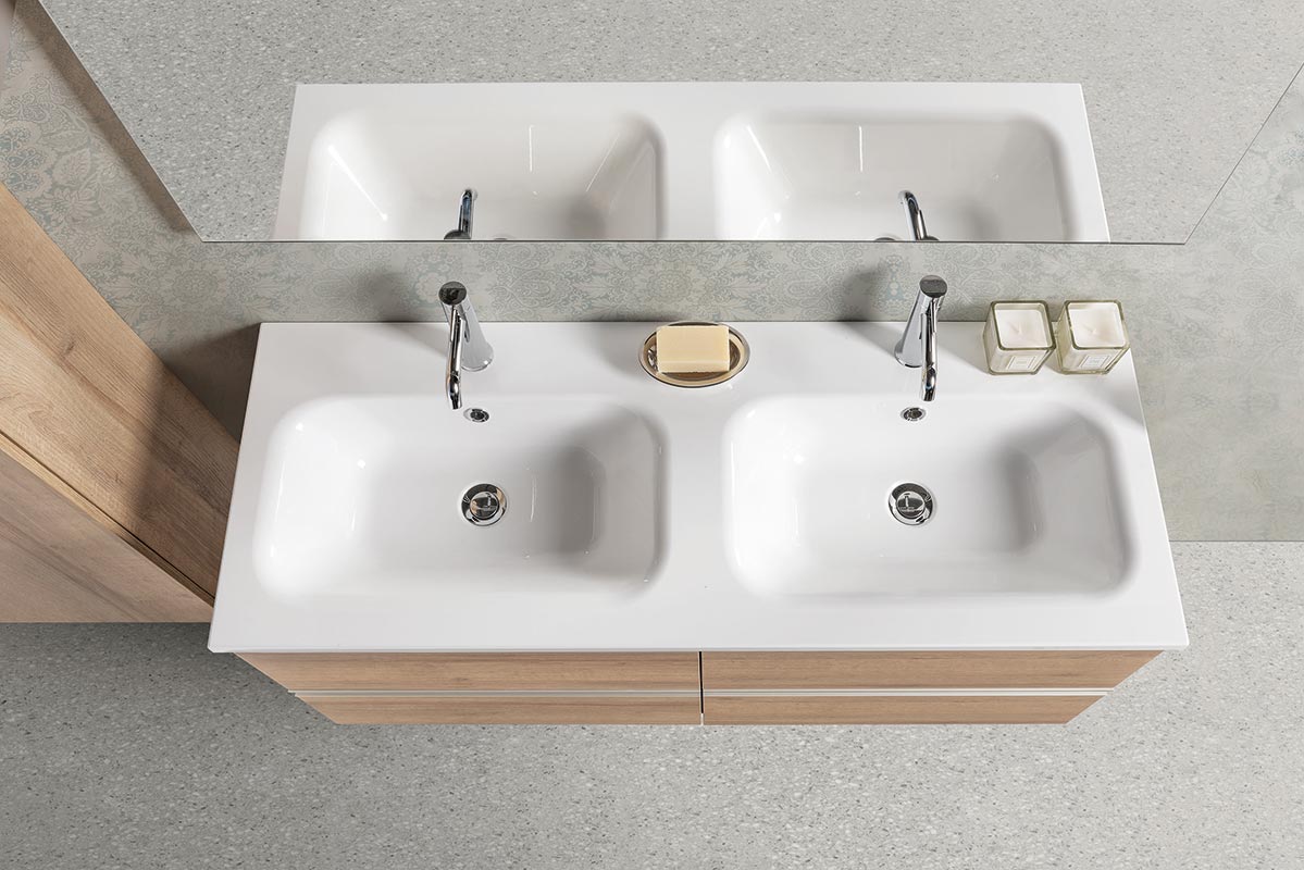 Arredo bagno completo, mobile con con lavabo integrato e 4 cassetti, Havasu 2