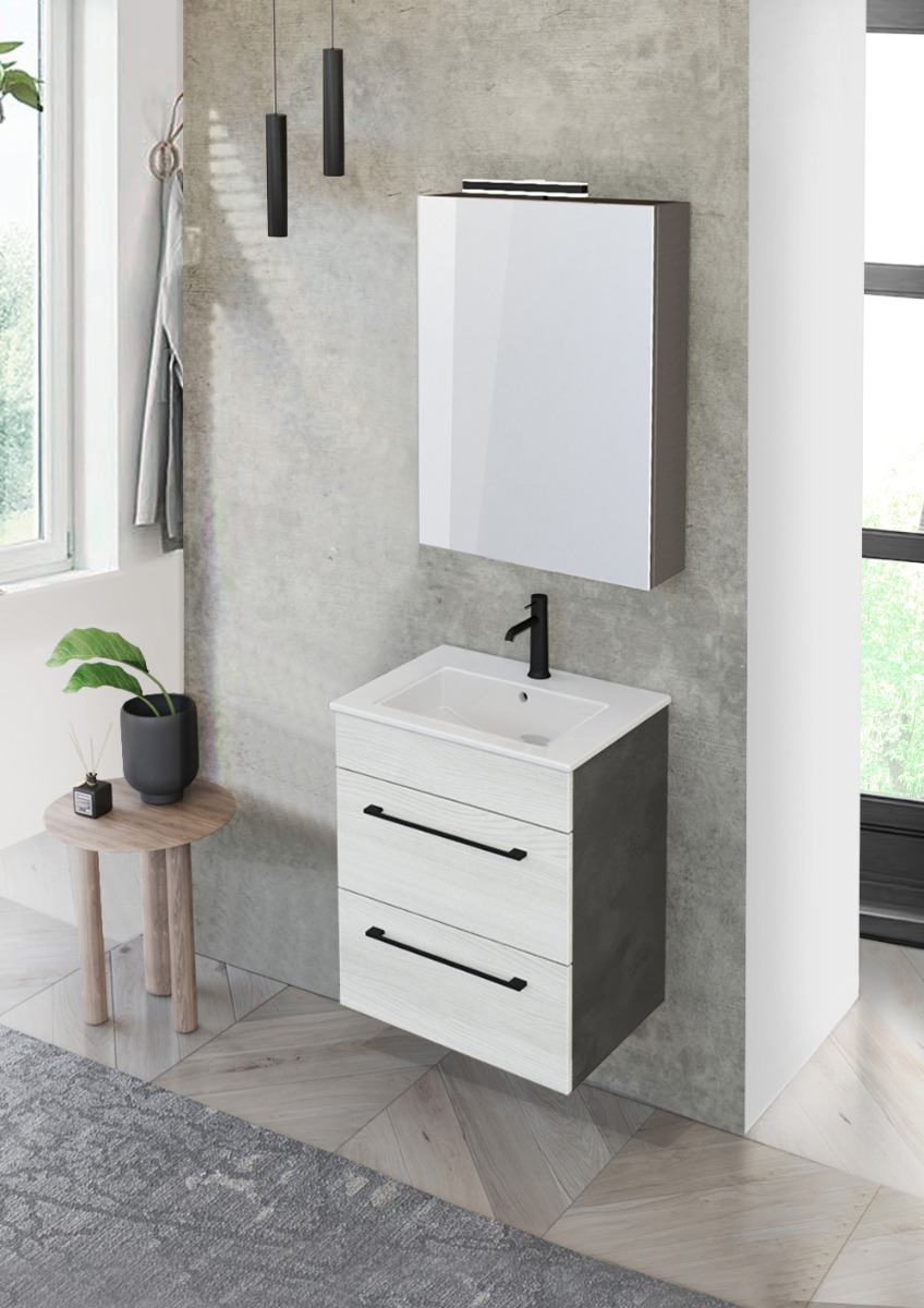 Mobiletto bagno L.55 con lavabo, Jog 25