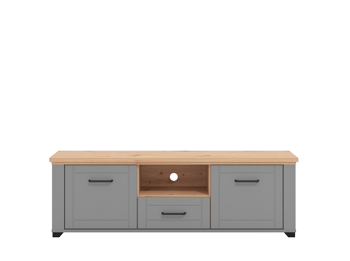 Mobile tv contemporaneo, due ante, un cassetto, finitura Rovere e Grafite