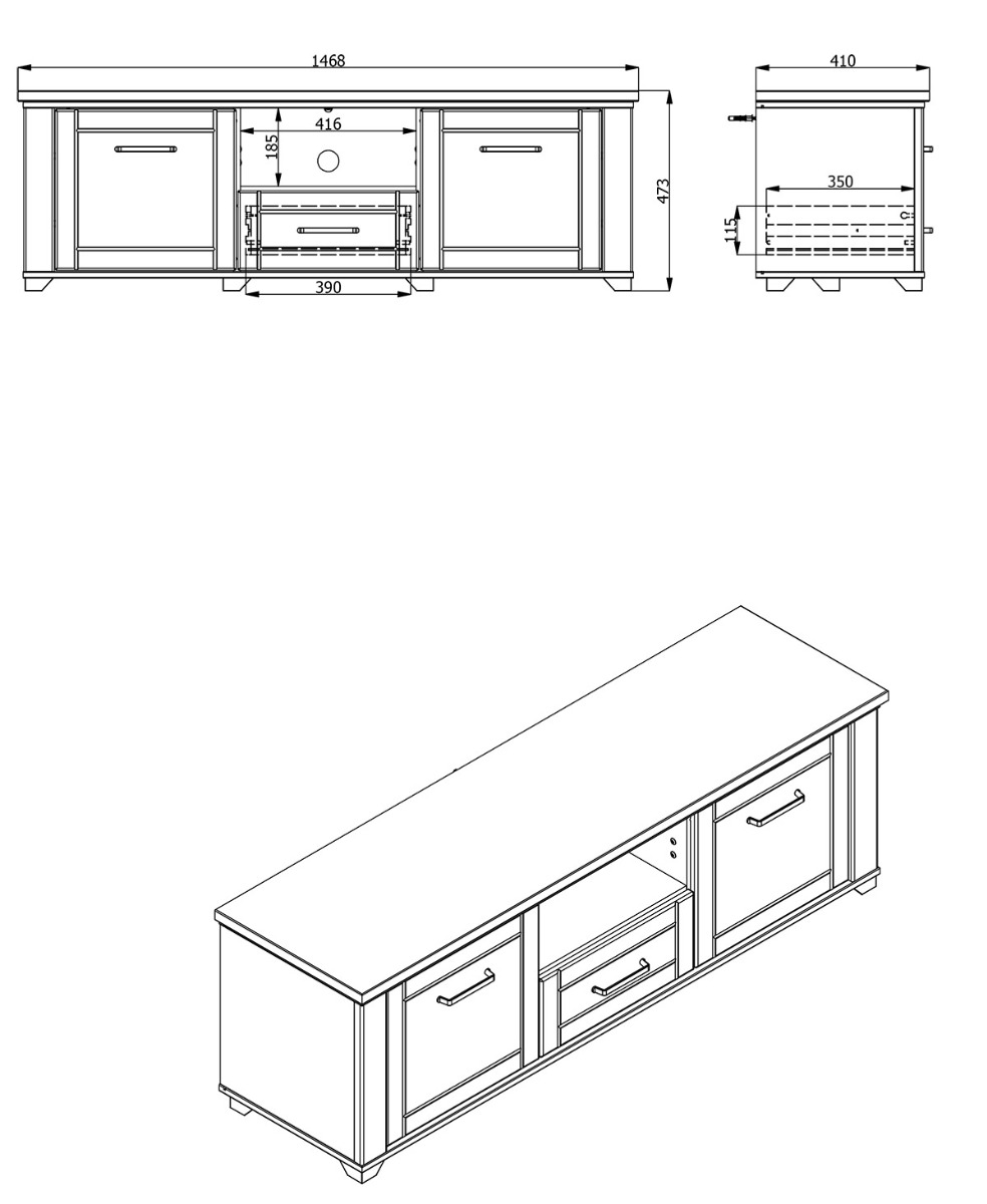 Mobile tv contemporaneo, due ante, un cassetto, finitura Rovere e Grafite