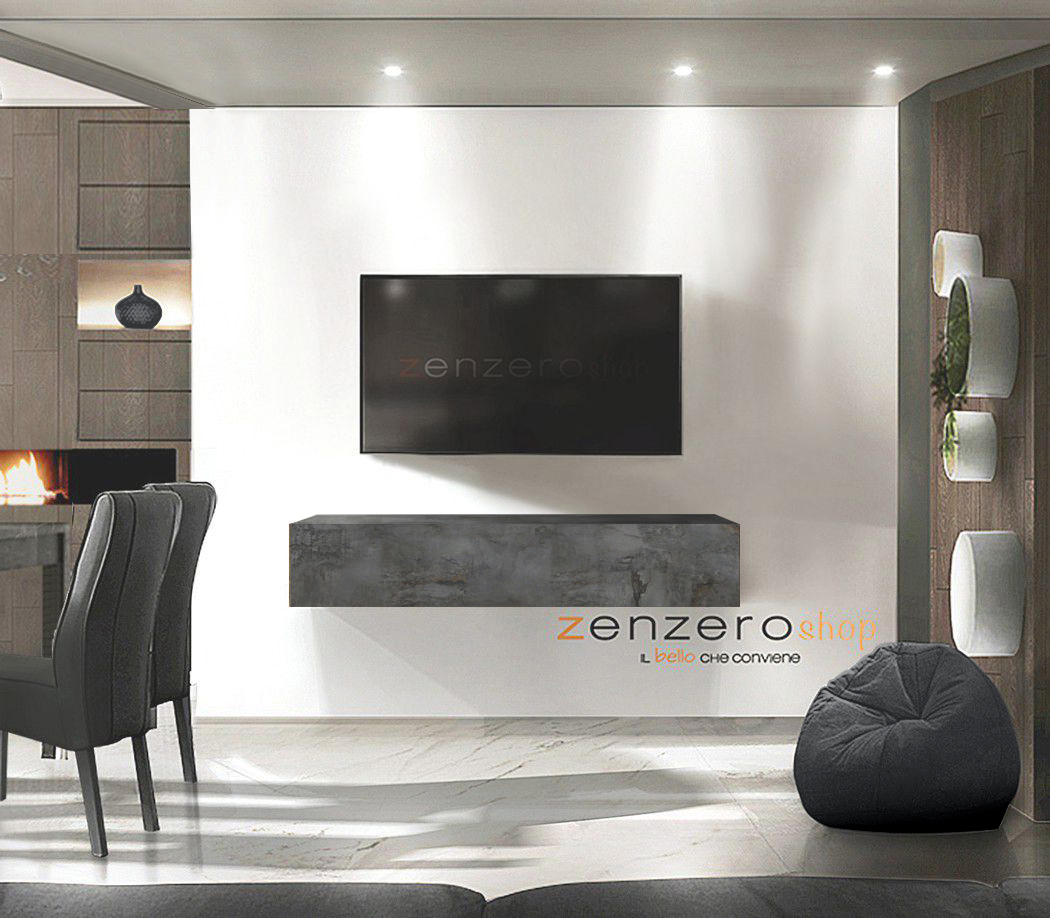 Mobili porta tv design in finitura Ossido, anta a ribalta