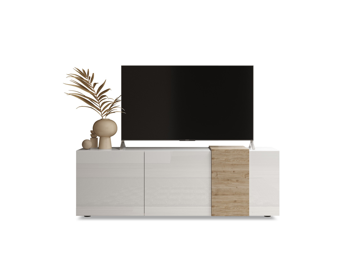 Mobile porta TV, 3 ante Bianco Lucido e Kadiz