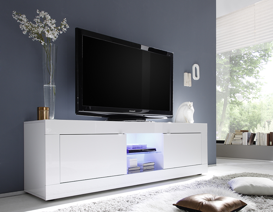Mobile porta TV "Beta" Laccato Bianco Lucido 181x56