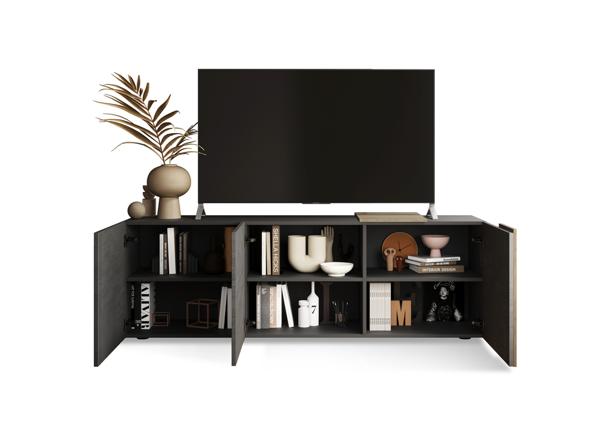 Mobili TV di design: mobile porta TV, 3 ante Titanio e Kadiz