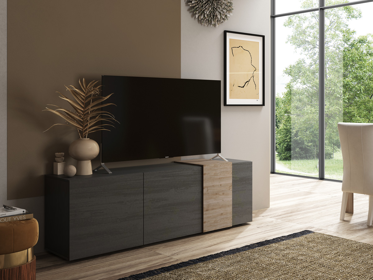 Mobili TV di design: mobile porta TV, 3 ante Titanio e Kadiz