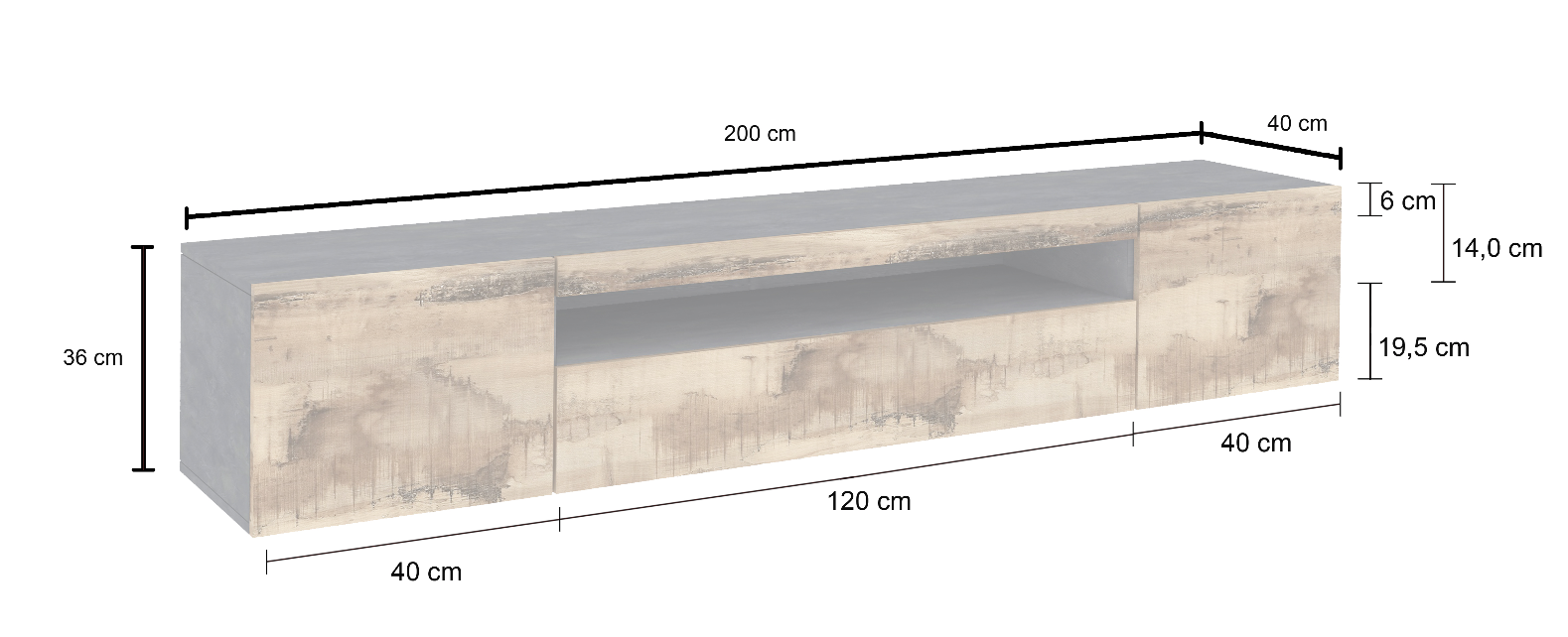 Mobile tv scontato, scocca Ardesia frontali Pero