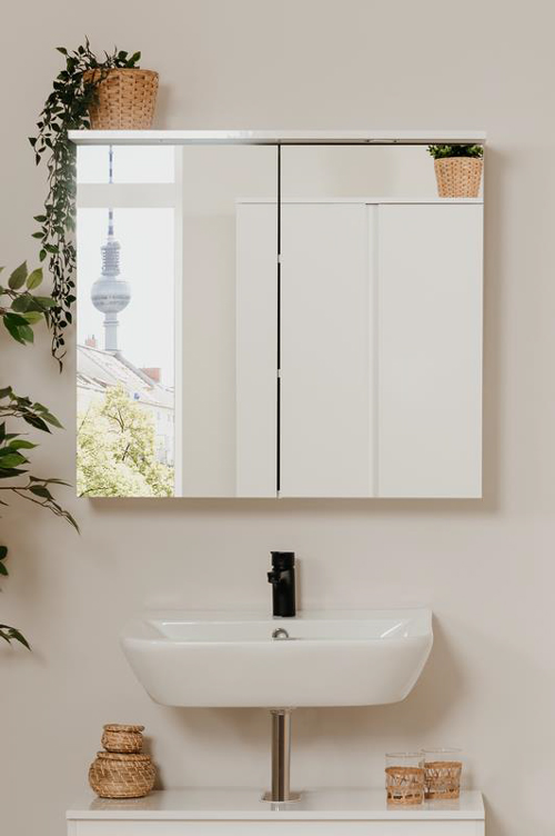 Specchio contenitore Bianco lucido con led inclusi