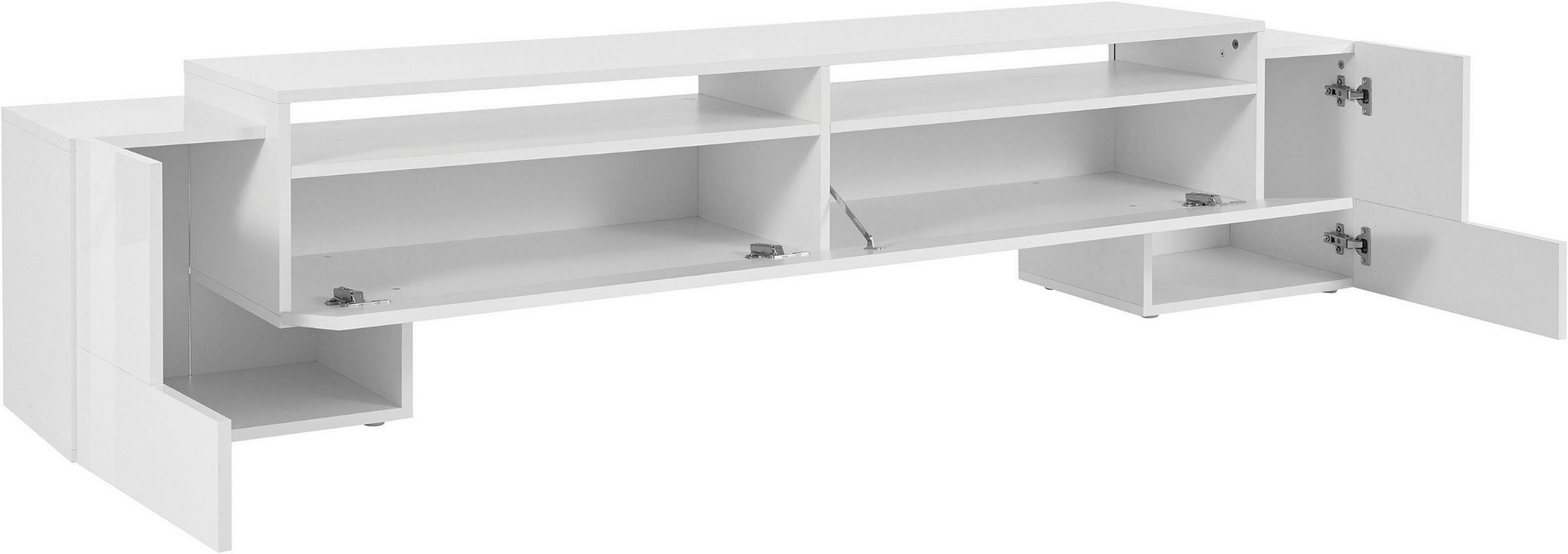 Porta tv L.210, bianco laccato lucido