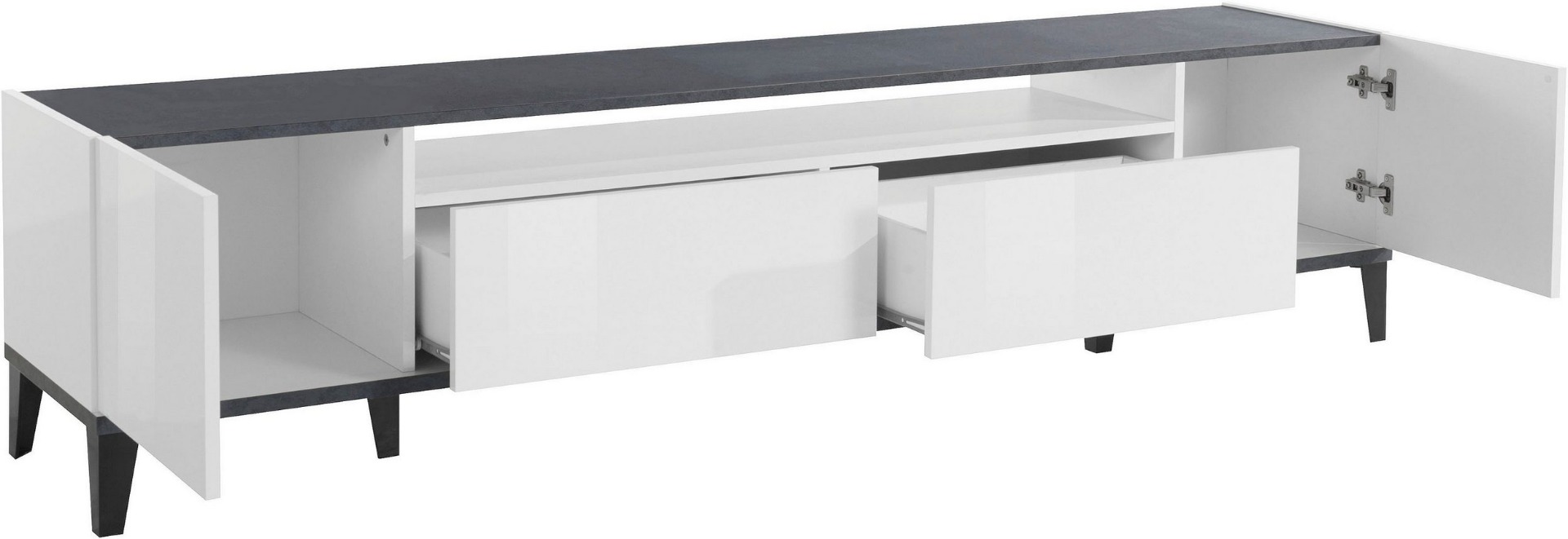 Mobile Tv bianco lucido e Ardesia