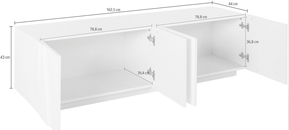 Mobile porta Tv a 4 ante con disegni geometrici in finitura Ardesia