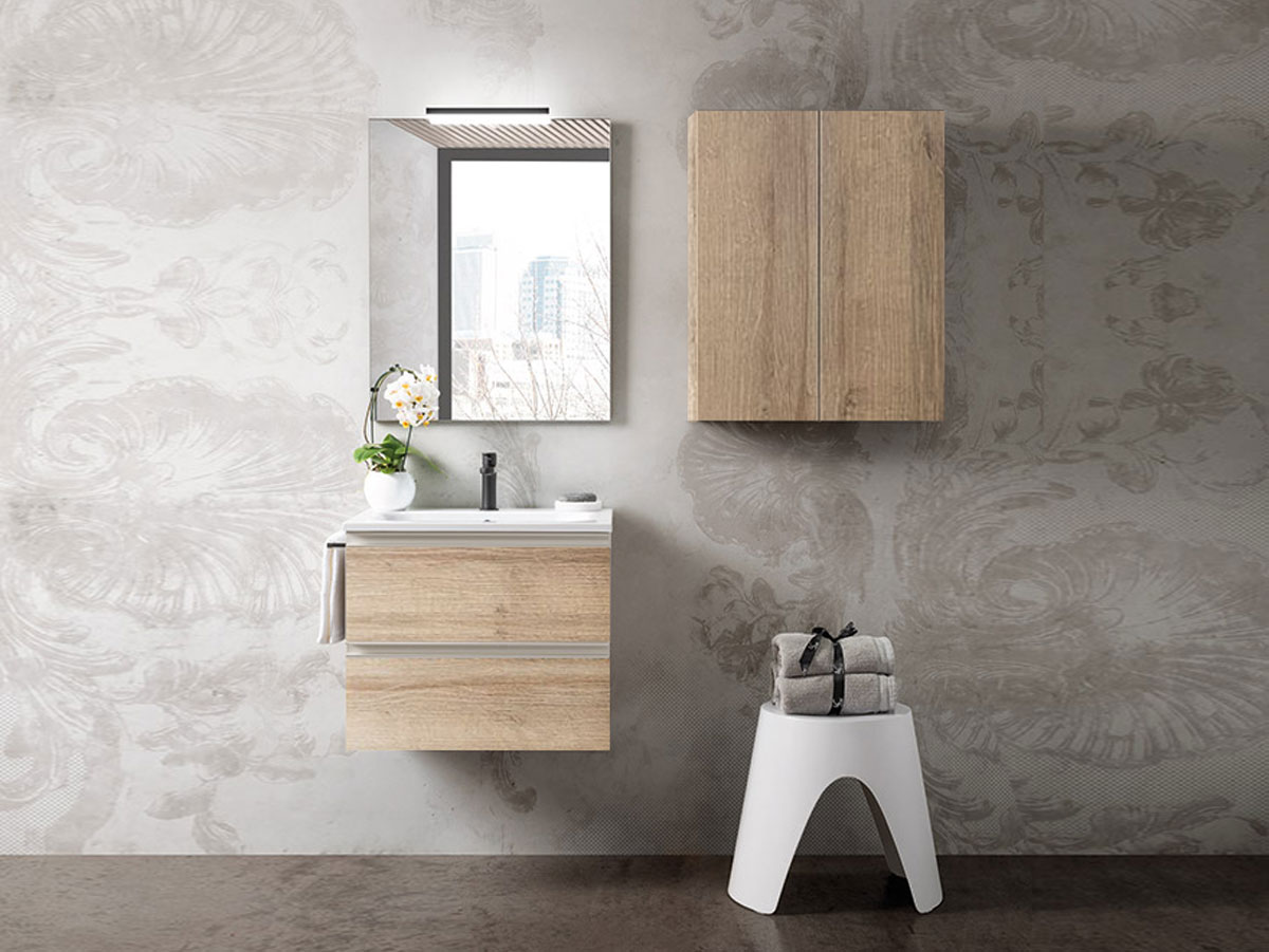 Mobiletto da bagno sospeso con lavabo integrato, Havasu 25