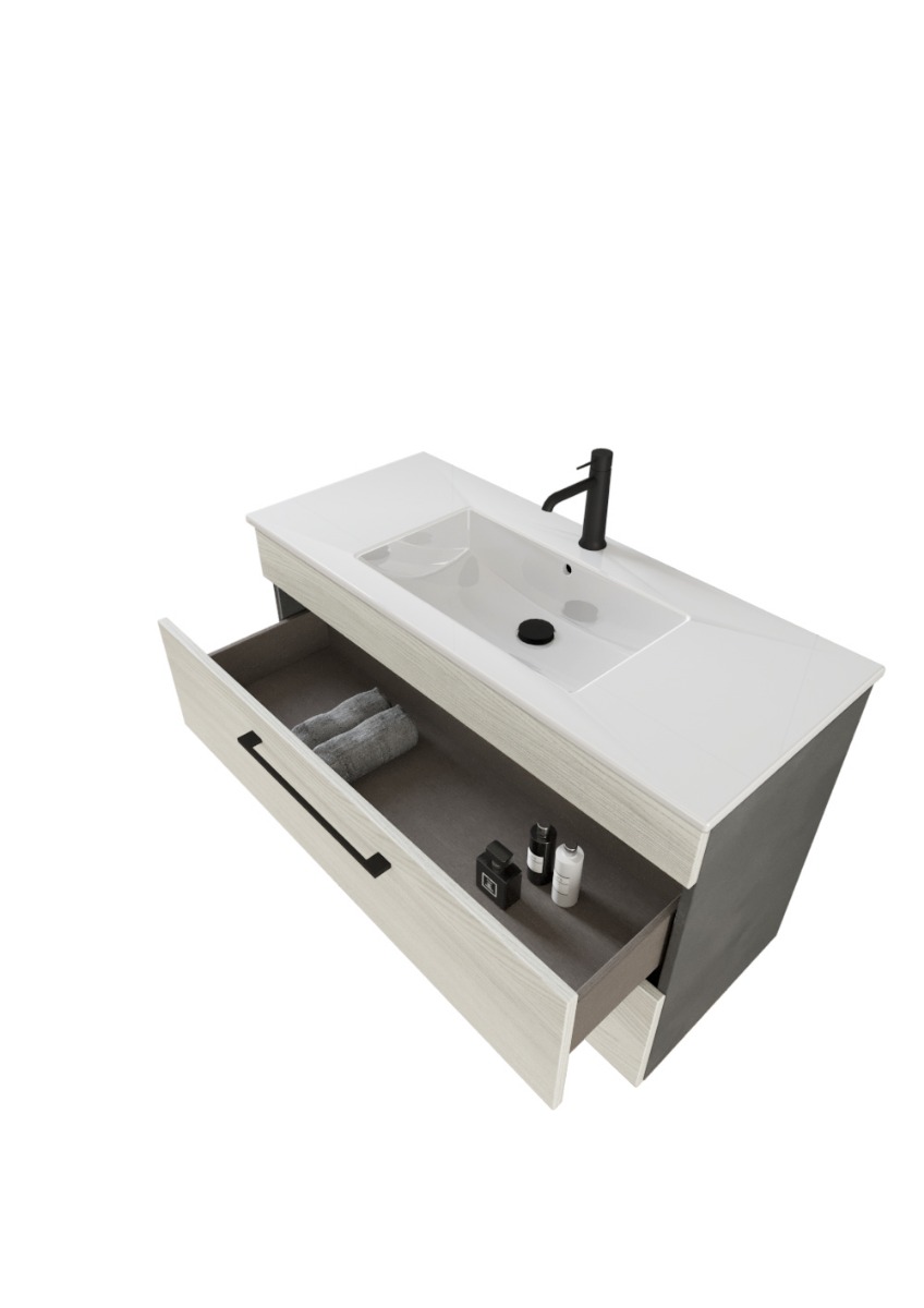 Mobile da bagno sospeso con lavabo integrato, Jog 4