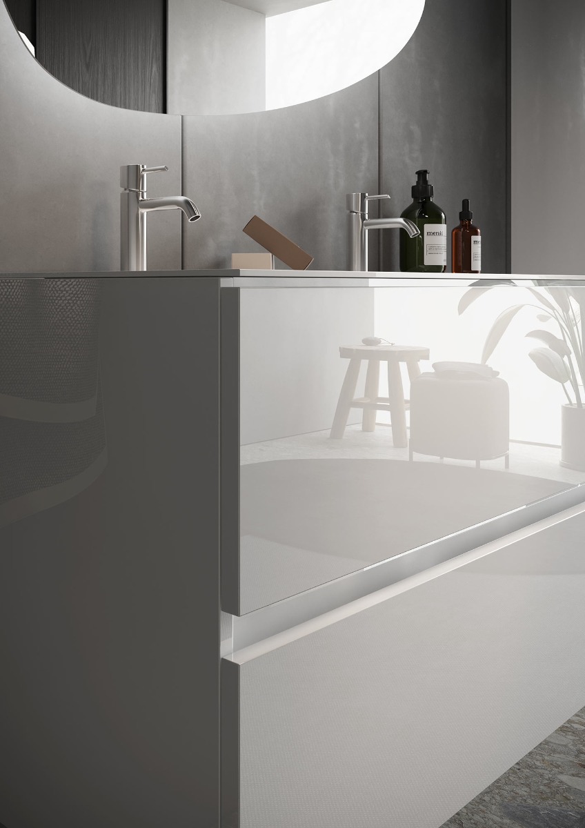 mobile bianco lucido bagno sospeso