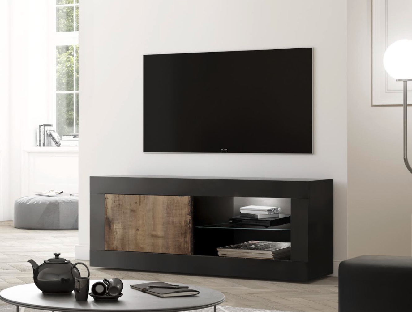 Mobile porta tv design moderno, porta tv Beta Nero e Pero