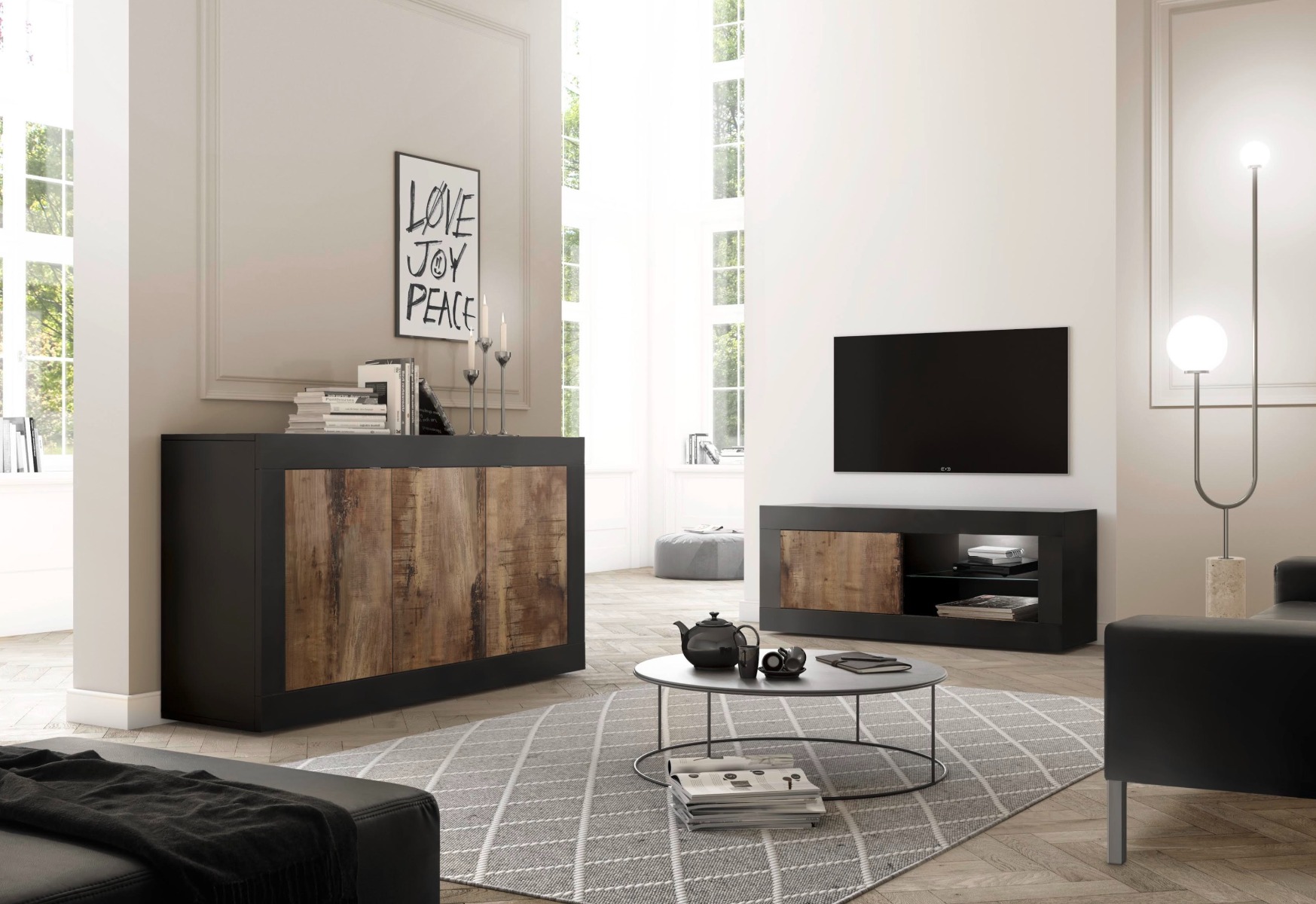 Mobile porta tv design moderno, porta tv Beta Nero e Pero